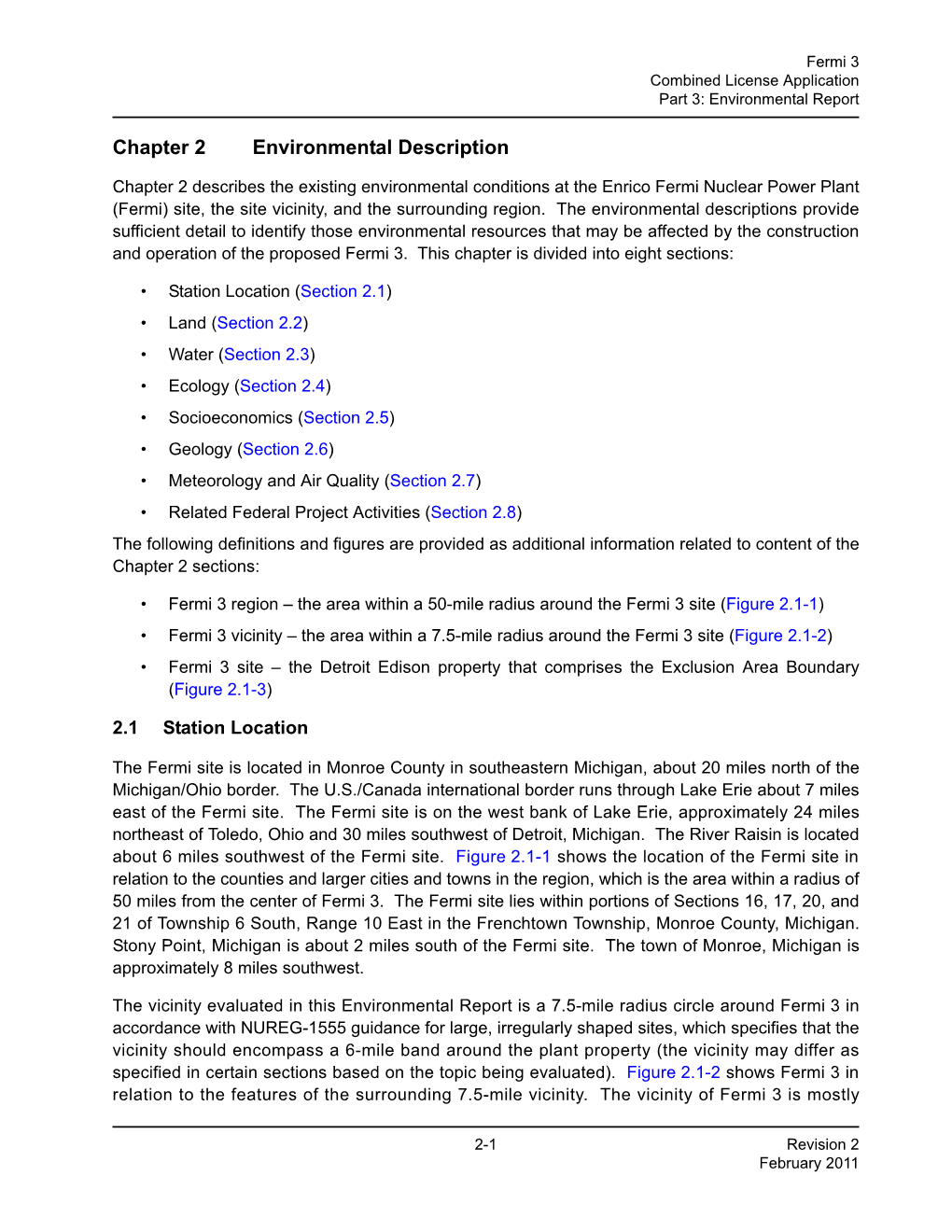 Detroit Edison Fermi 3 COLA (Environmental Report)