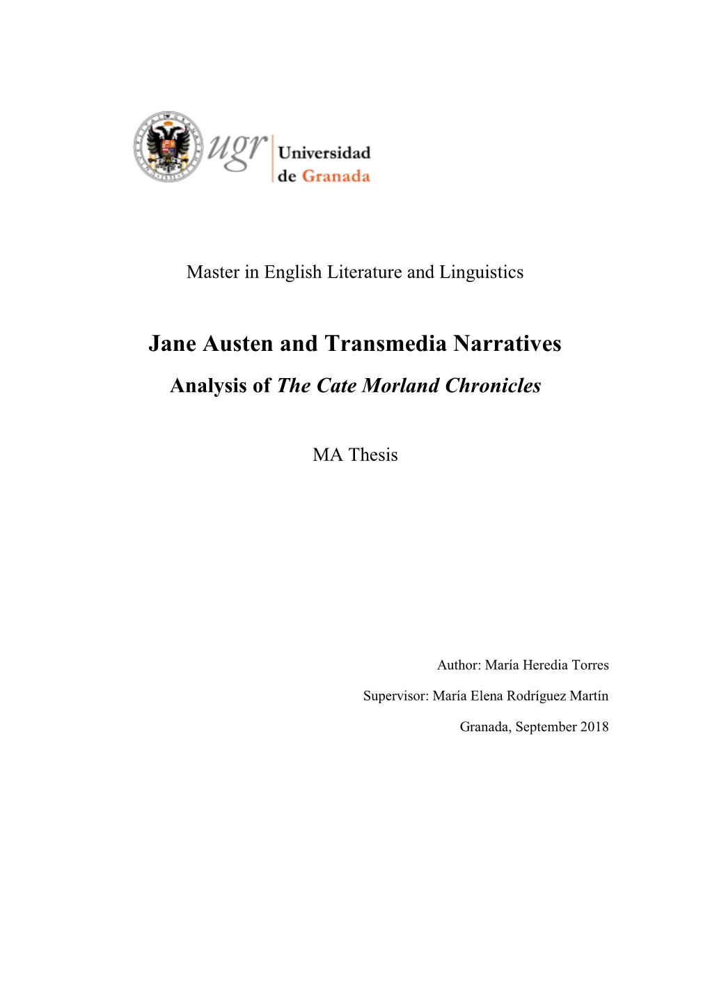 Jane Austen and Transmedia Narratives Analysis of the Cate Morland Chronicles