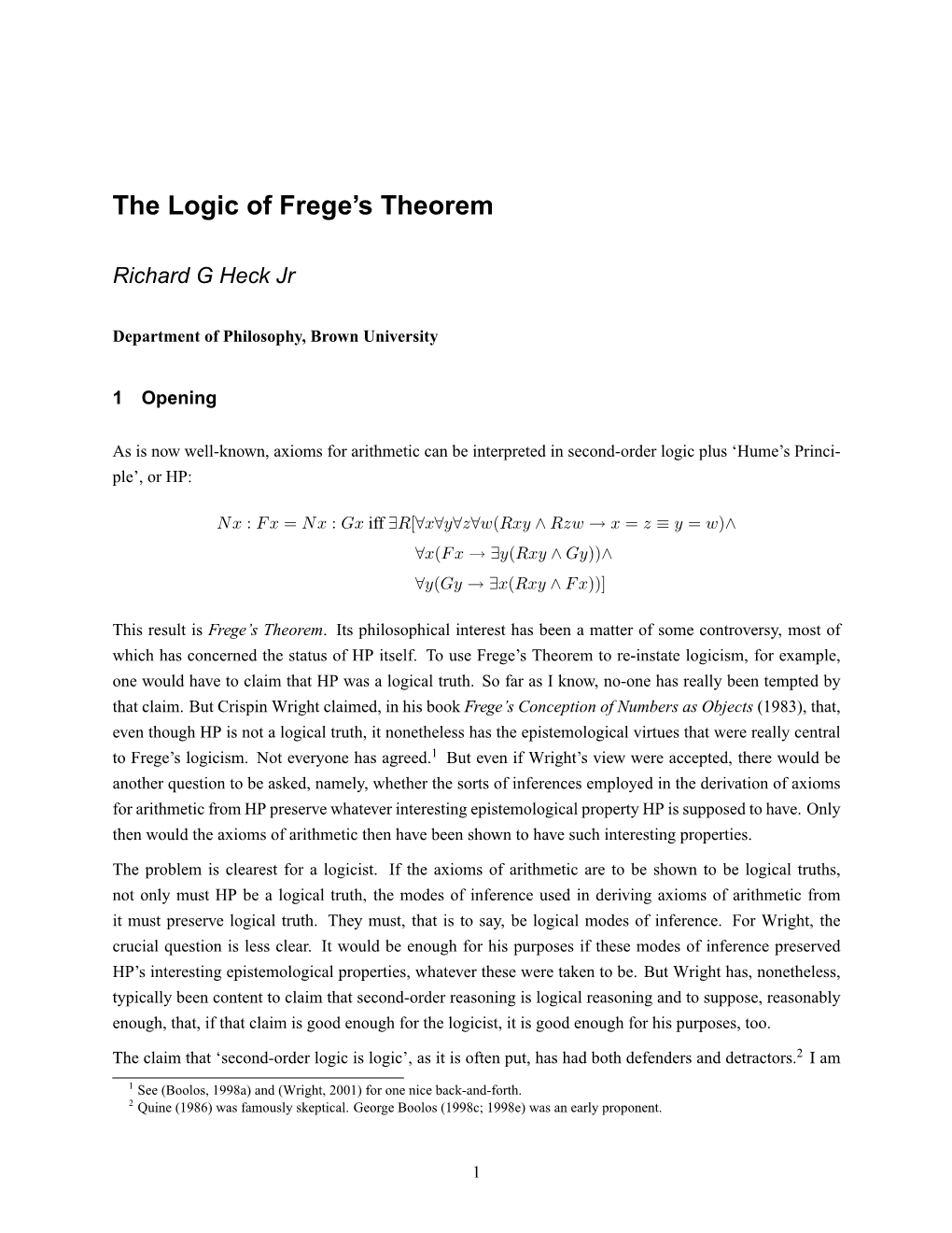 The Logic of Frege's Theorem