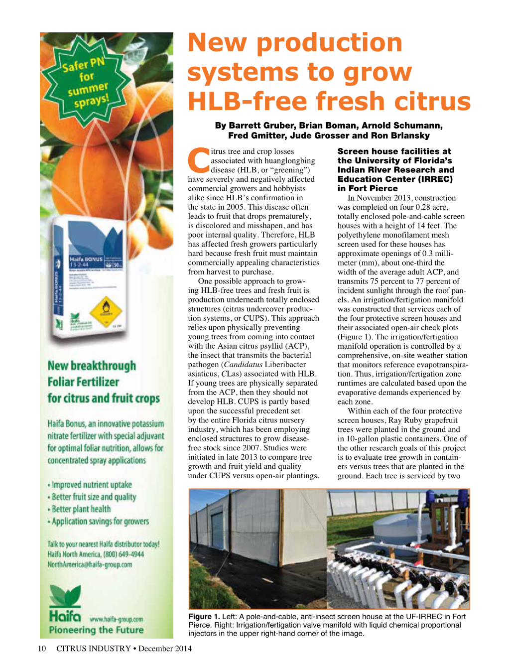 New Production Systems to Grow HLB-Free Fresh Citrus