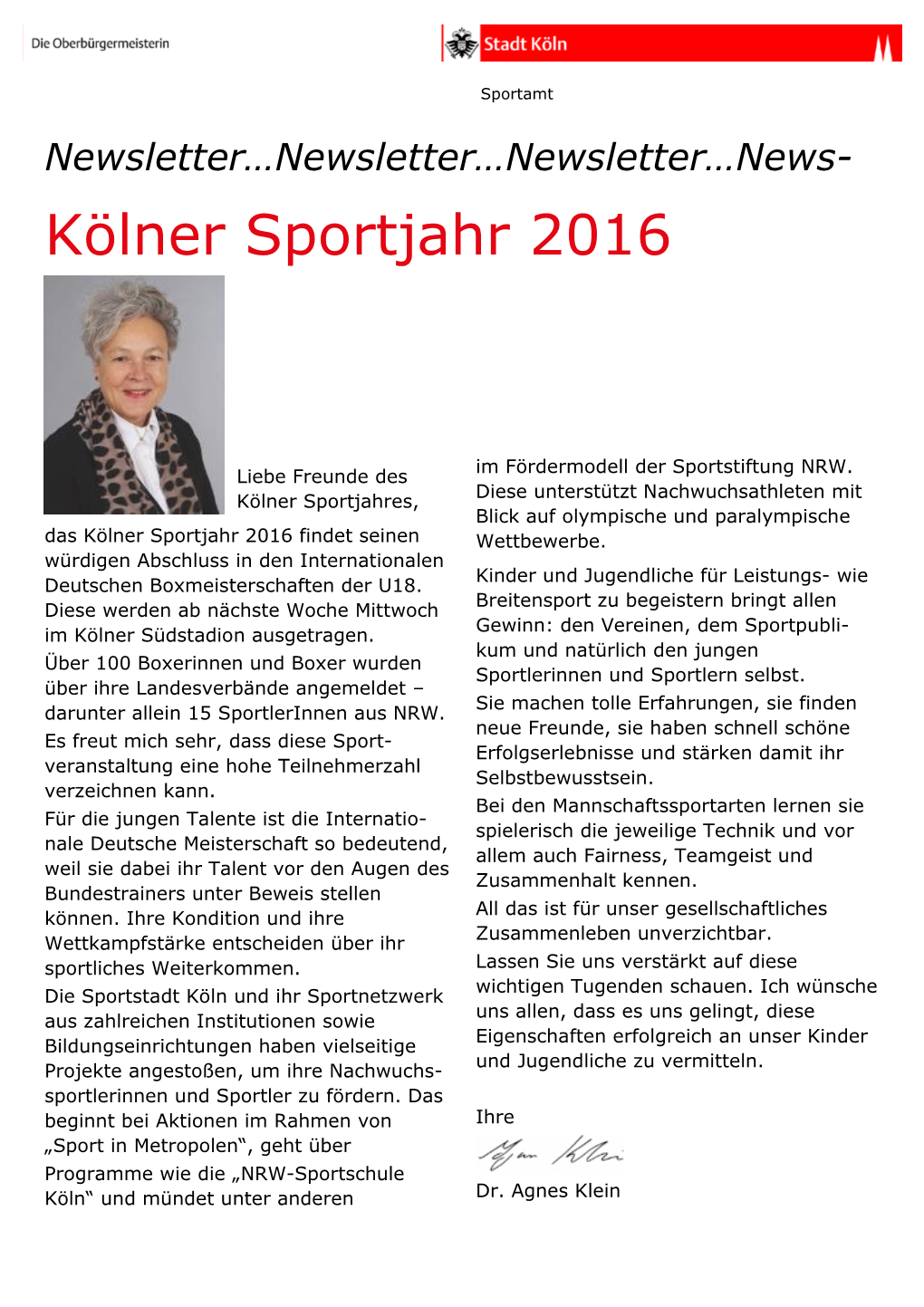 Das Kölner Sportjahr 2016 Findet Seinen Wettbewerbe