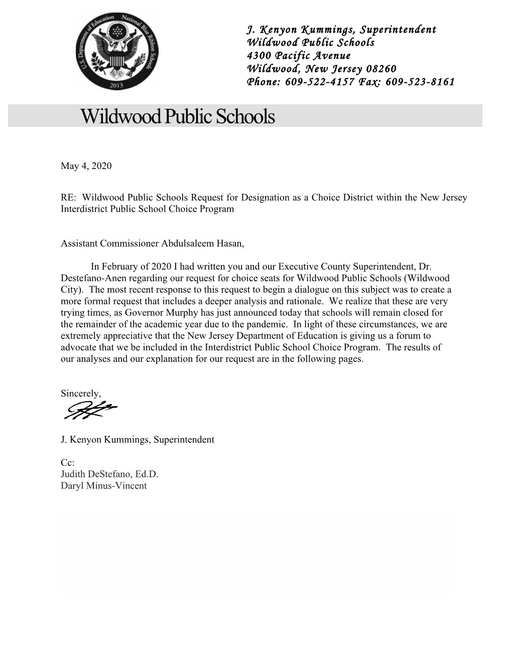 Wildwood Public Schools 4300 Pacific Avenue Wildwood, New Jersey 08260 Phone: 609-522-4157 Fax: 609-523-8161