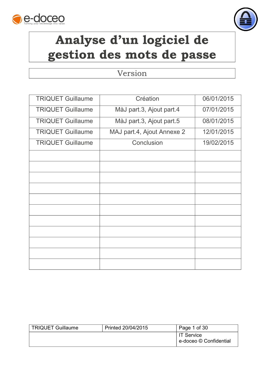 Analyse D'un Logiciel De Gestion Des Mots De Passe