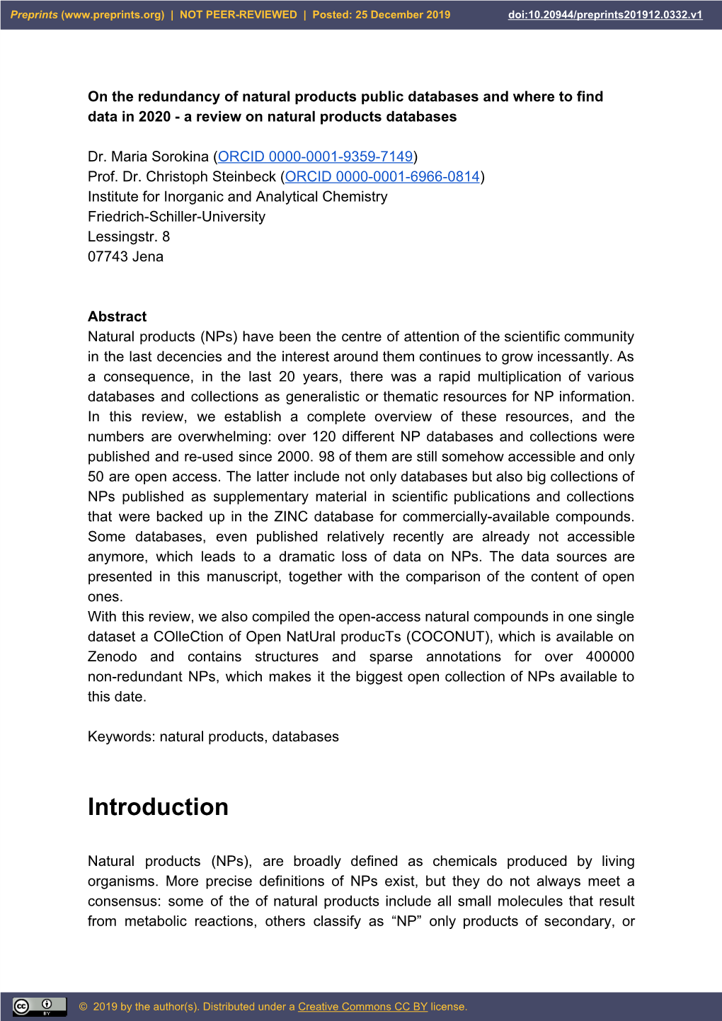 On the Redundancy of Natural Products Public Databases and Where to Find Data in 2020 - a Review on Natural Products Databases