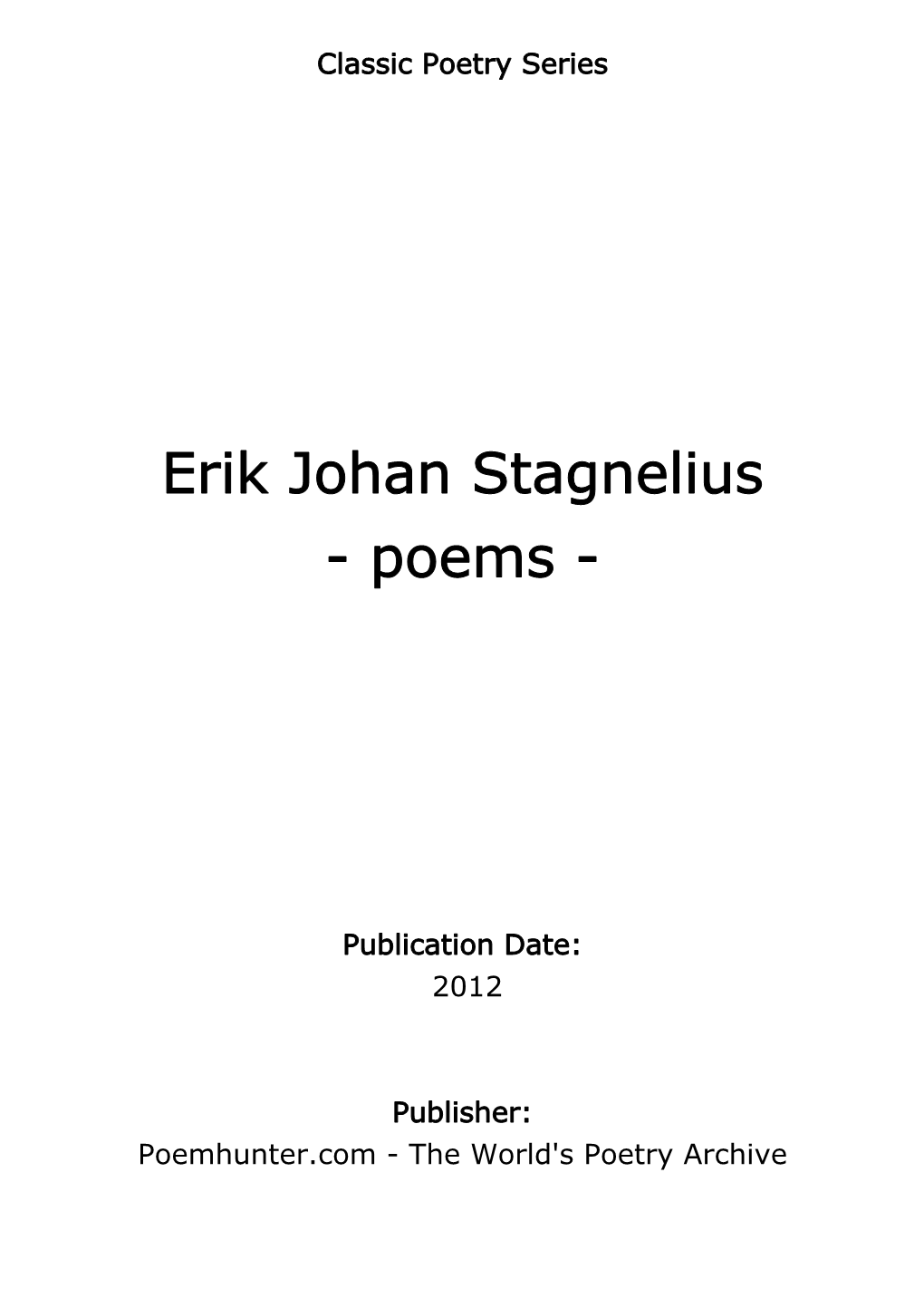 Erik Johan Stagnelius - Poems