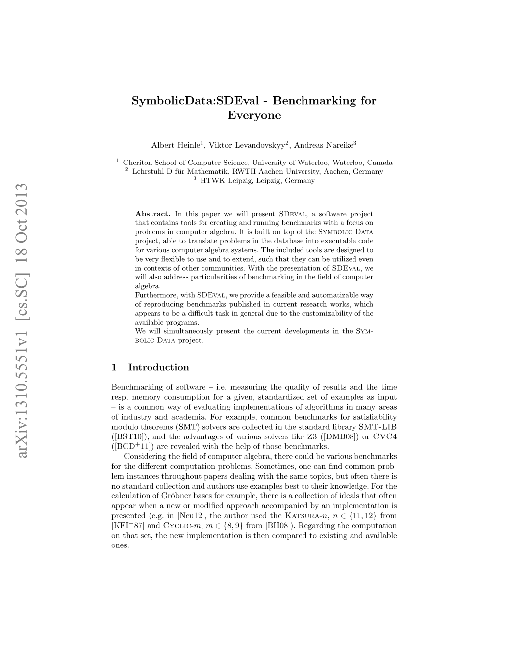 Symbolicdata: Sdeval-Benchmarking for Everyone