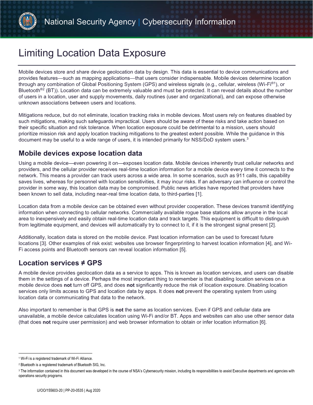 NSA: Limiting Location Data Exposure