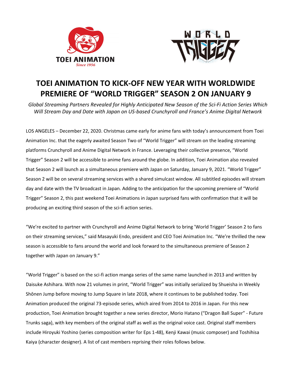 World Trigger” Season 2 on January 9