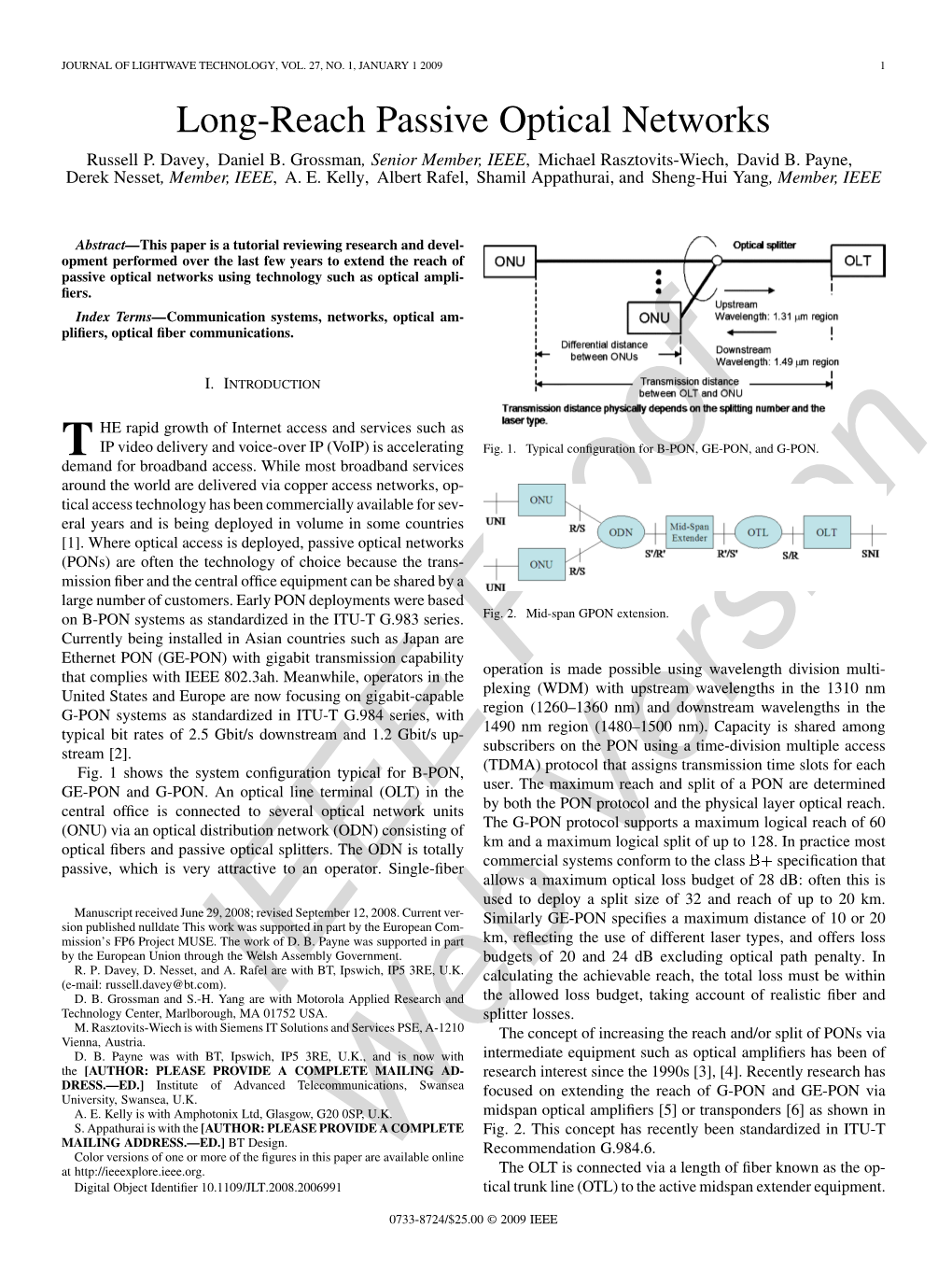 Long-Reach Passive Optical Networks Russell P