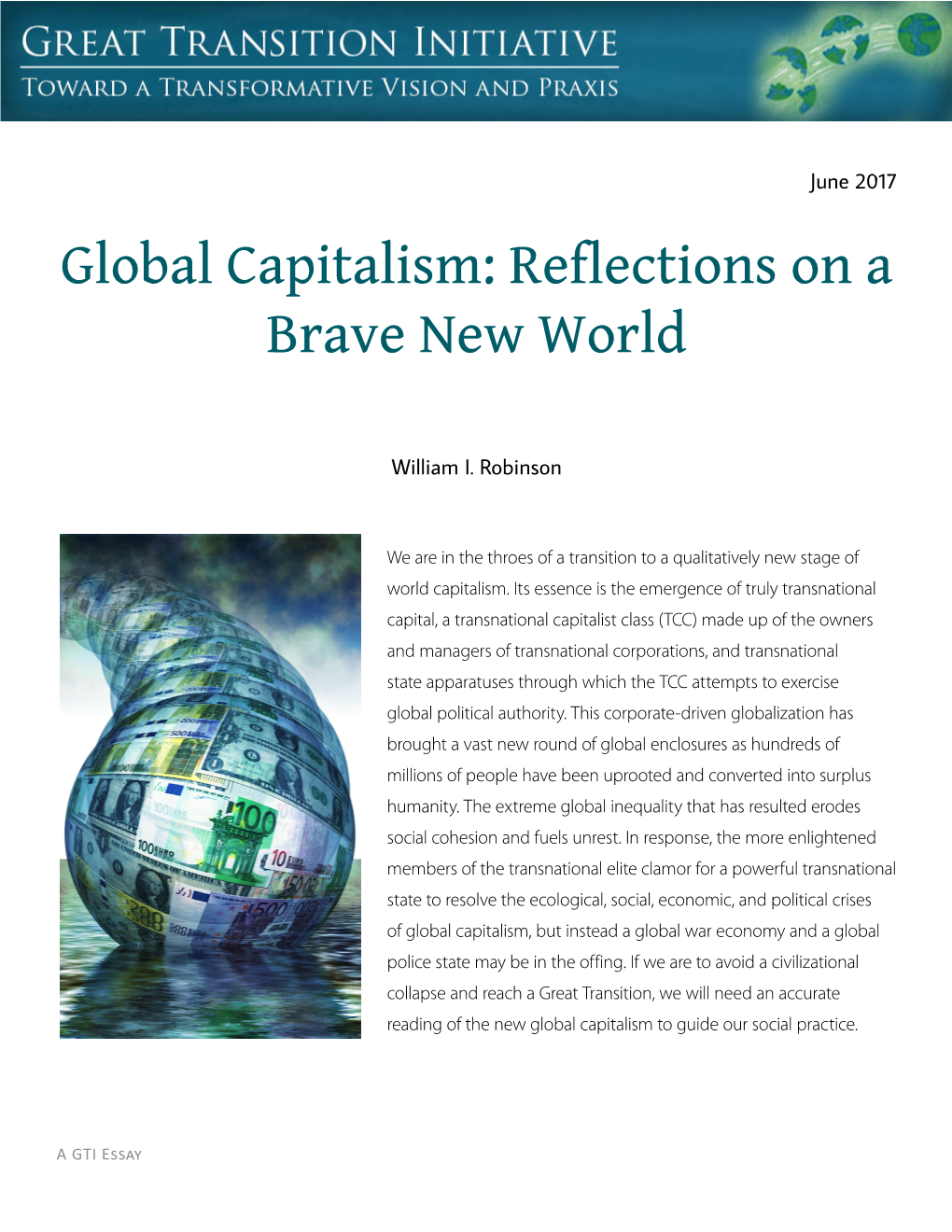 Global Capitalism: Reflections on a Brave New World