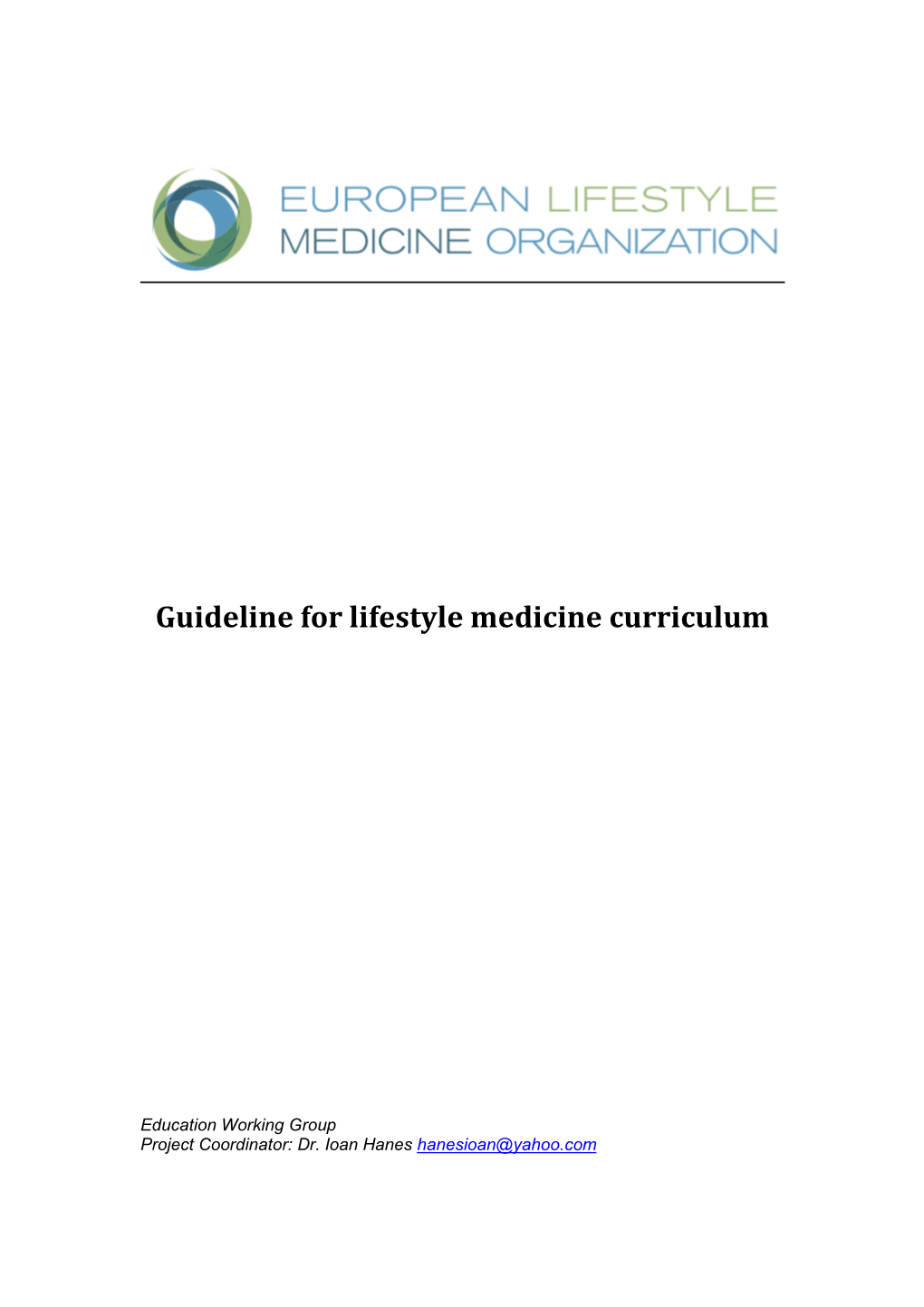 Guideline for Lifestyle Medicine Curriculum