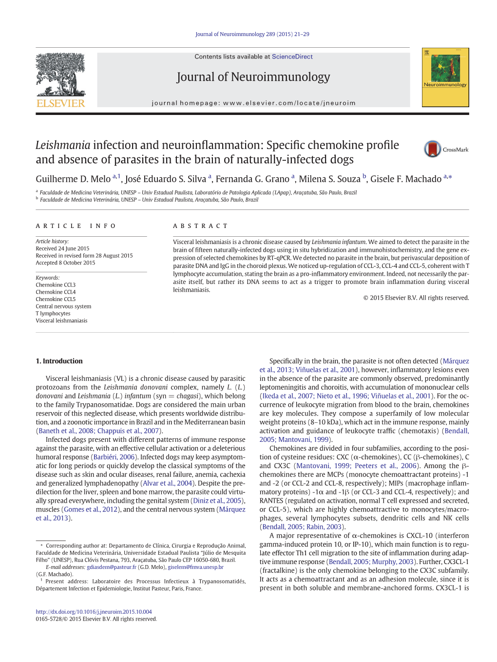 Leishmania Infection and Neuroinflammation