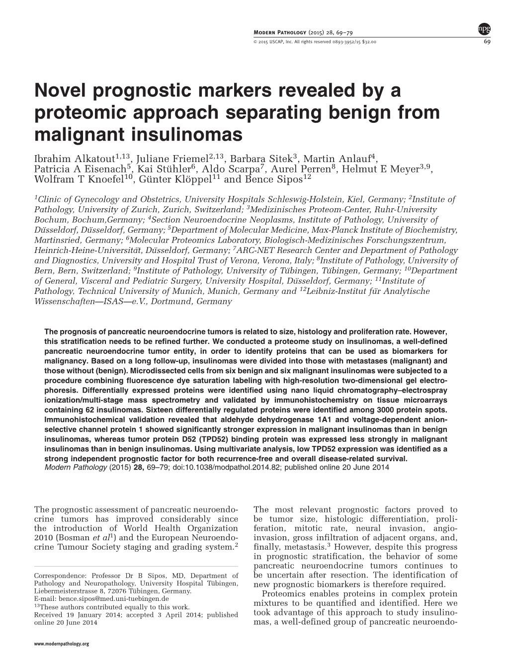 Novel Prognostic Markers Revealed by a Proteomic Approach Separating