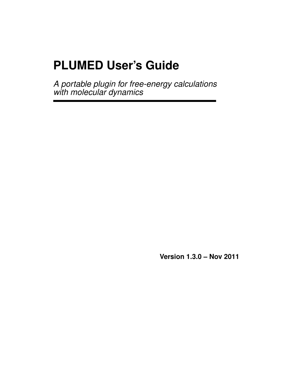 PLUMED User's Guide