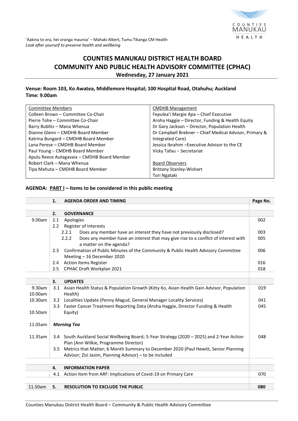 Community & Public Health Advisory Committee