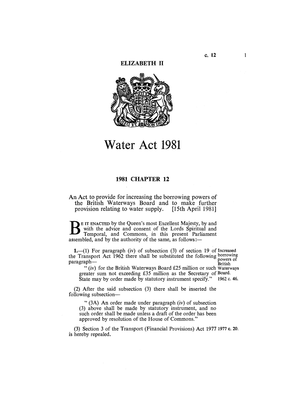 Water Act 1981