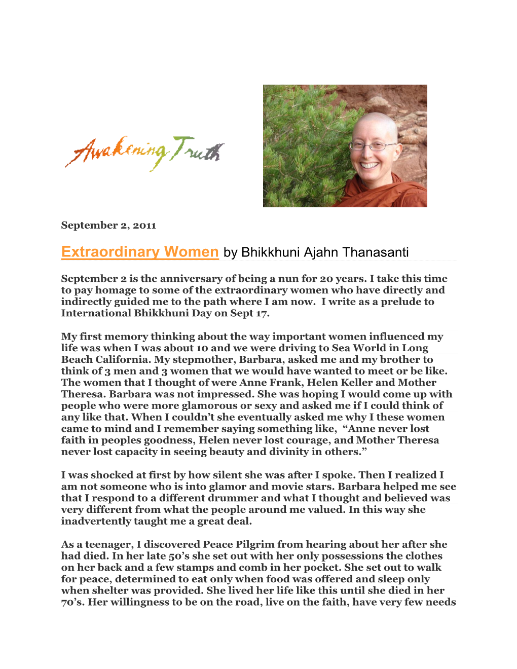 Extraordinary Women by Bhikkhuni Ajahn Thanasanti