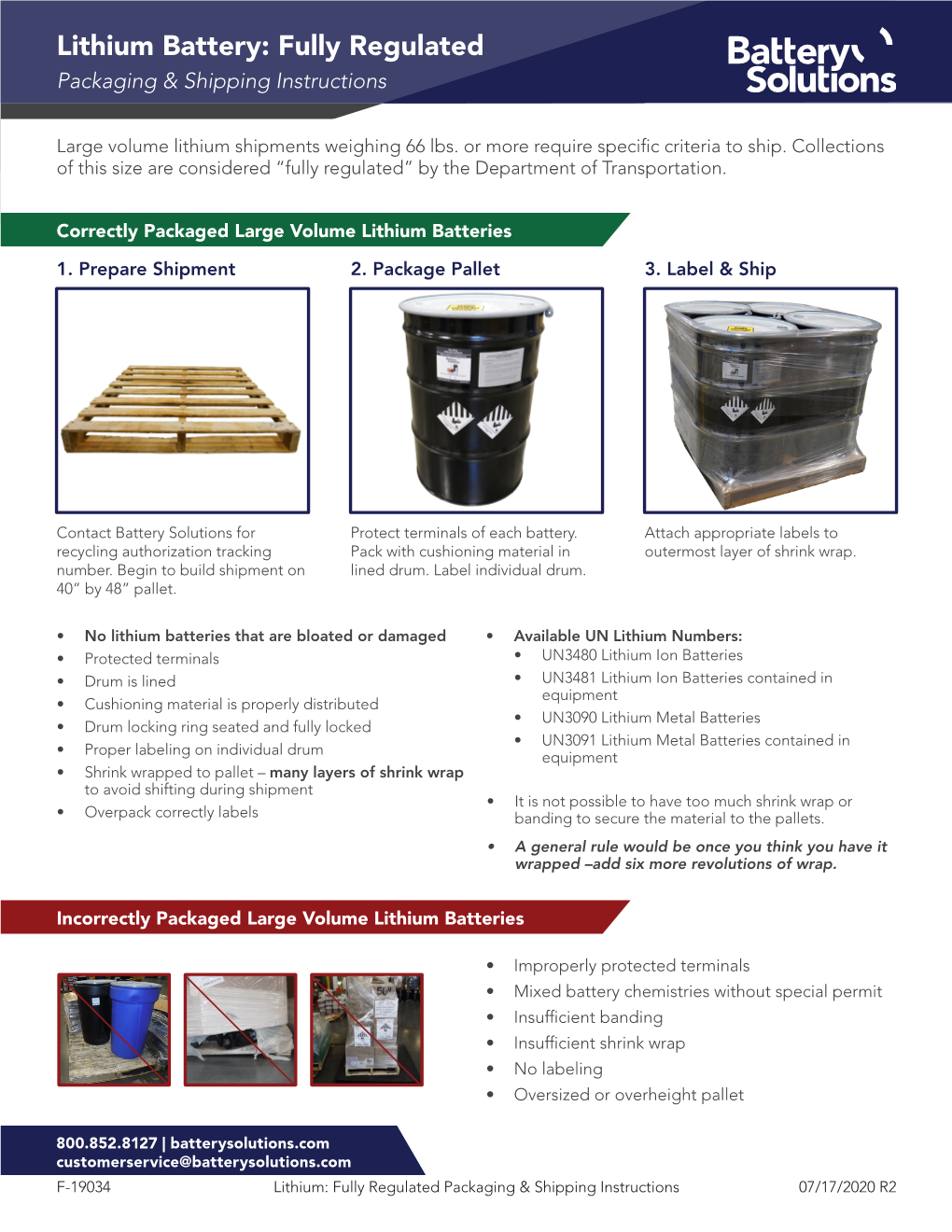 Lithium Battery: Fully Regulated Packaging & Shipping Instructions