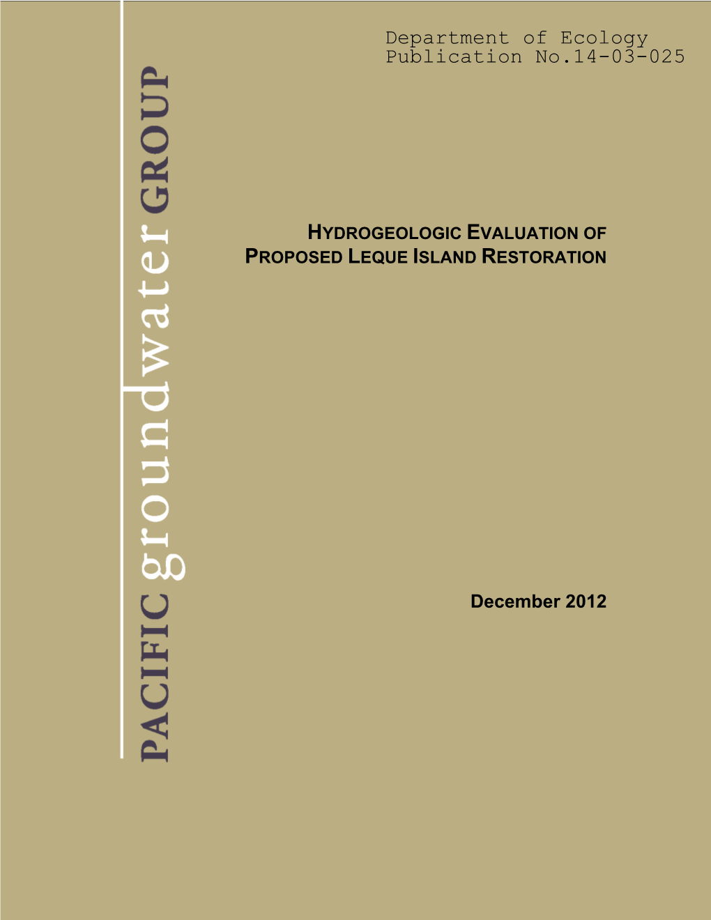 Hydrogeologic Evaluation of Proposed Leque Island Restoration