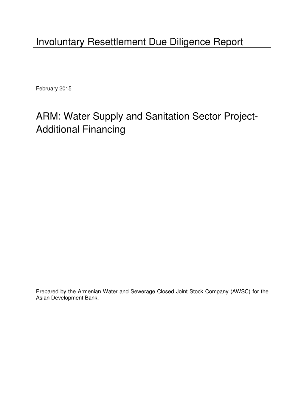 Water Supply and Sanitation Sector Project- Additional Financing