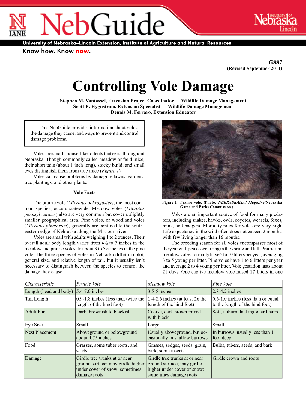 Controlling Vole Damage Stephen M