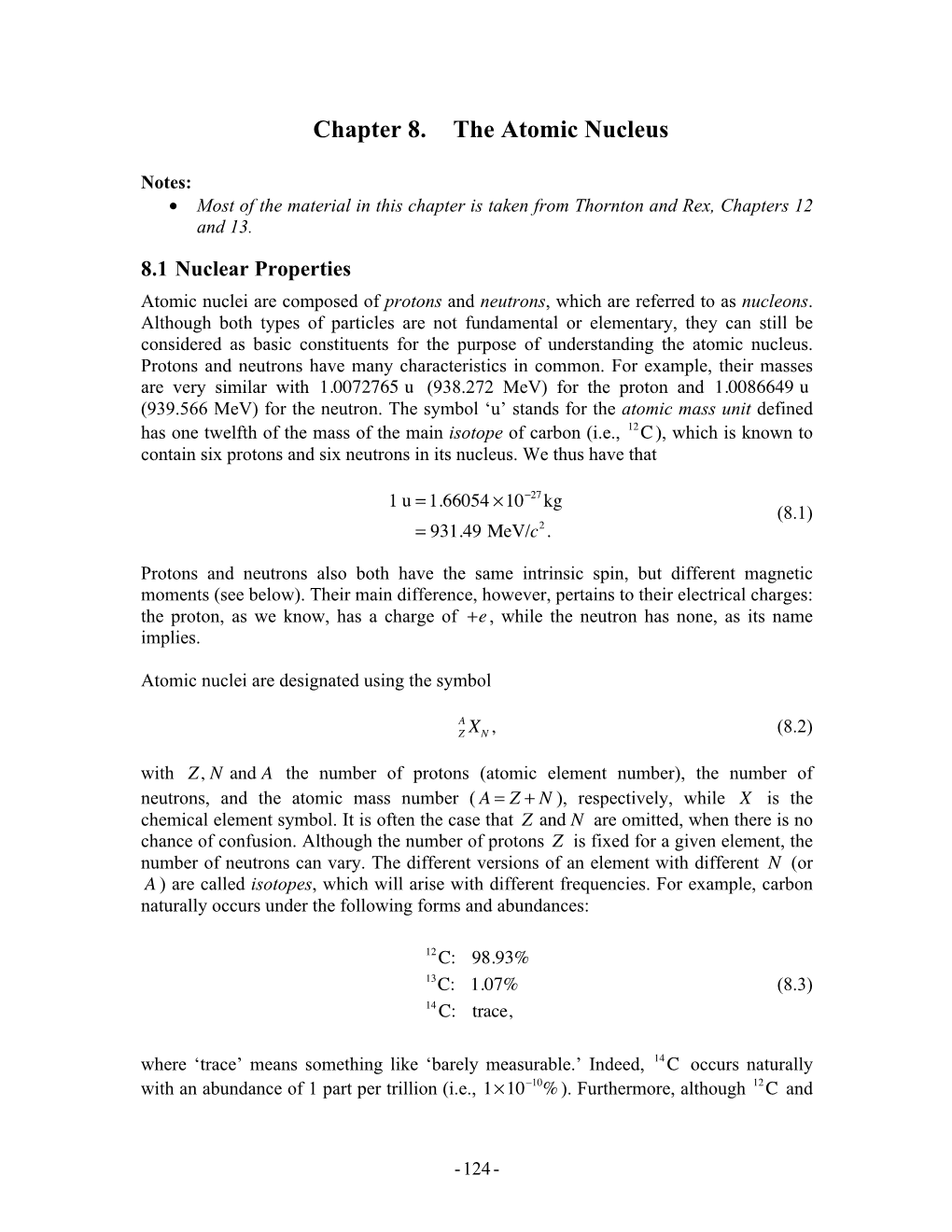 Chapter 8. the Atomic Nucleus