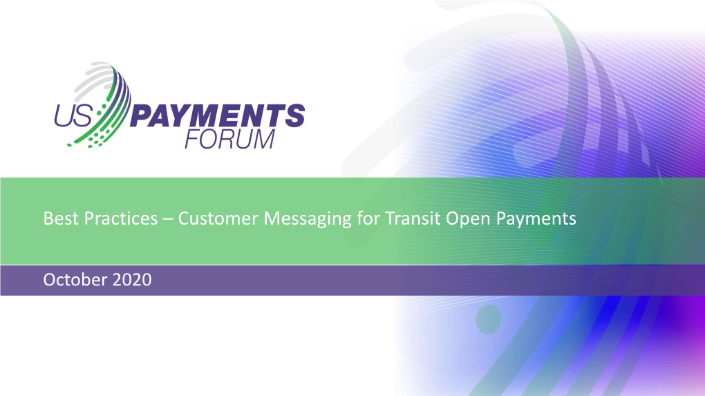 Best Practices – Customer Messaging for Transit Open Payments