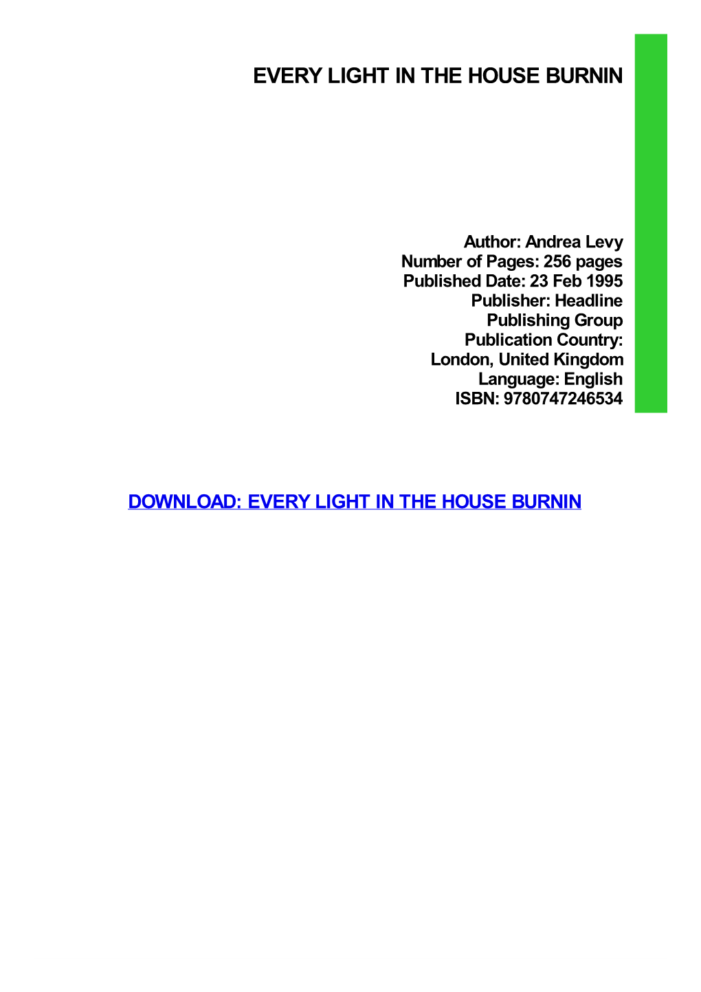 Every Light in the House Burnin Pdf Free Download