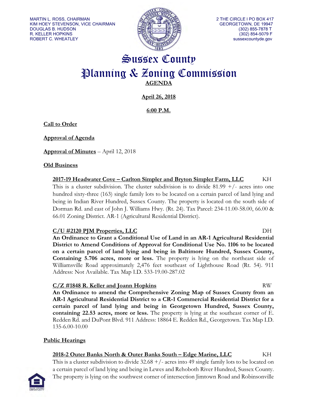 P&Z Commission Agenda