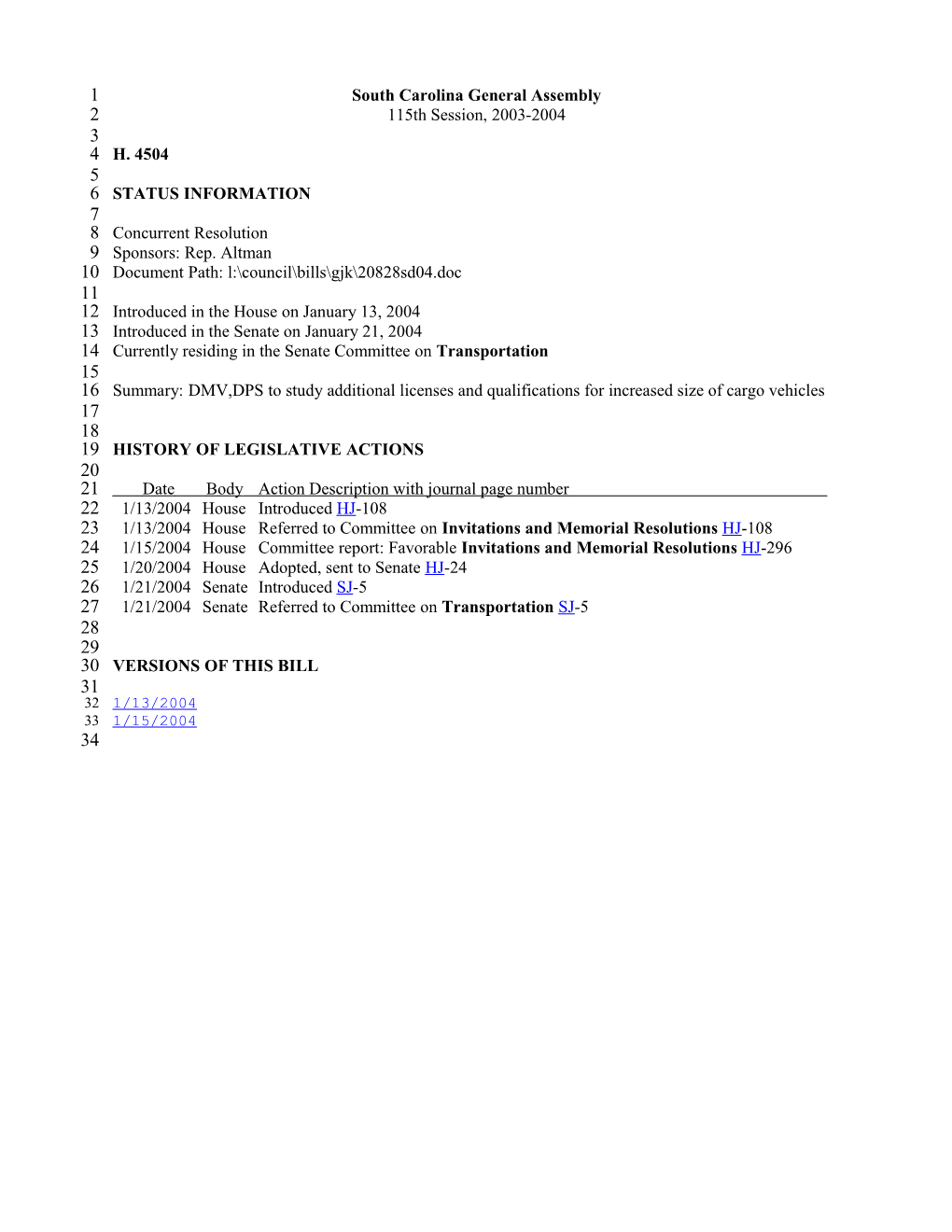 2003-2004 Bill 4504: DMV,DPS to Study Additional Licenses and Qualifications for Increased