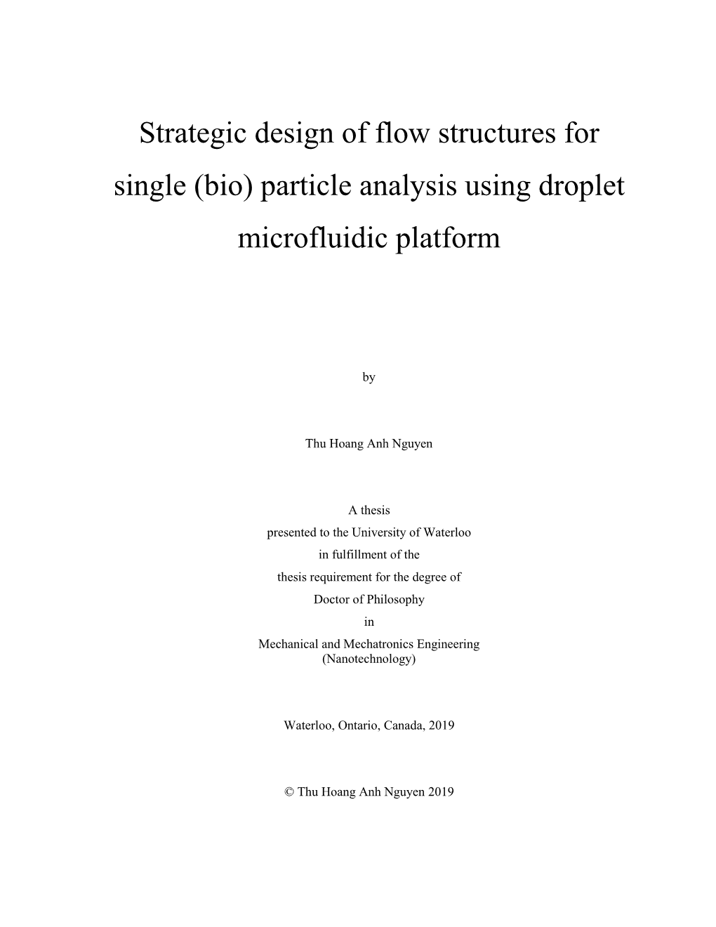 (Bio) Particle Analysis Using Droplet Microfluidic Platform