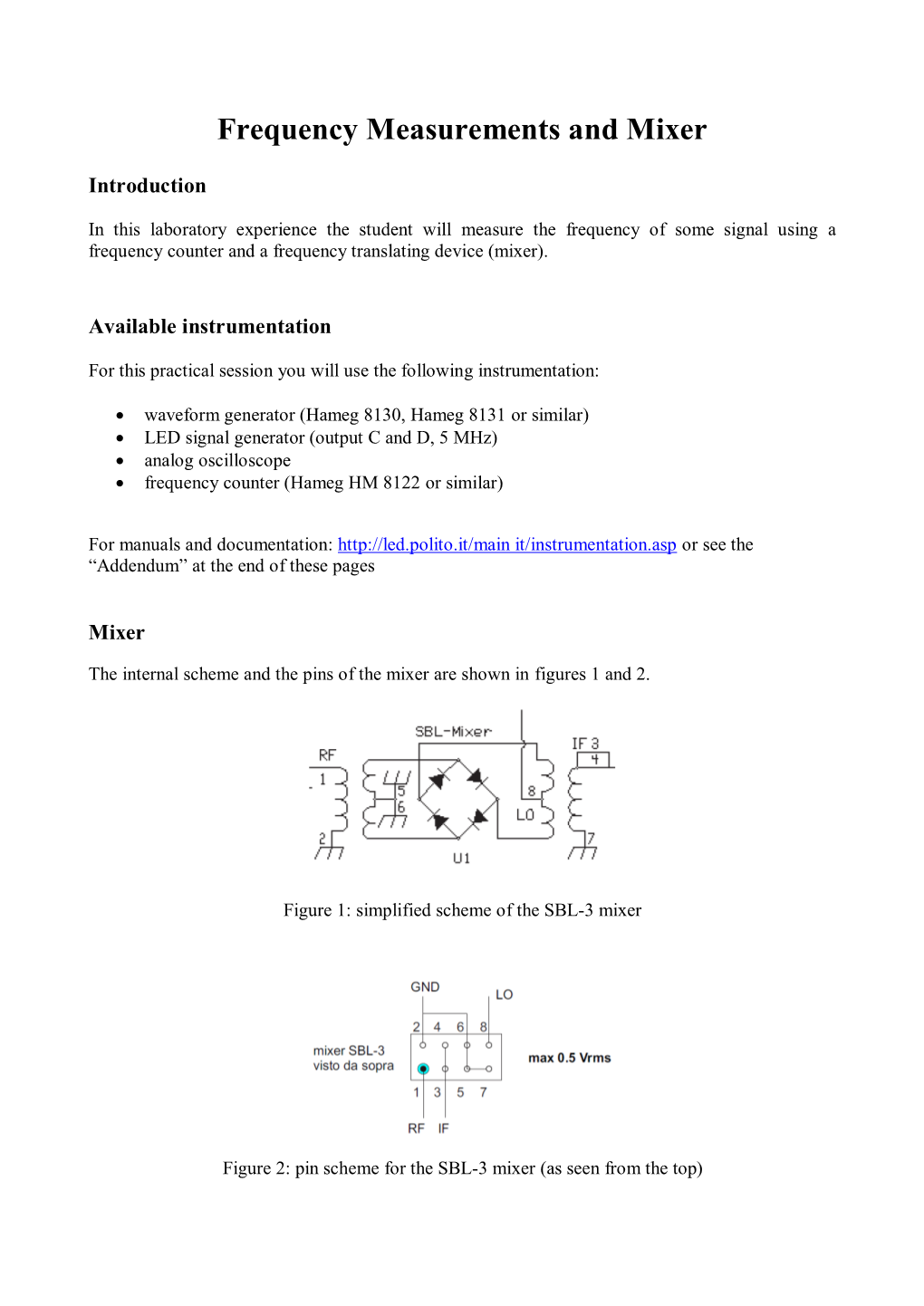 Frequency Measurements and Mixer