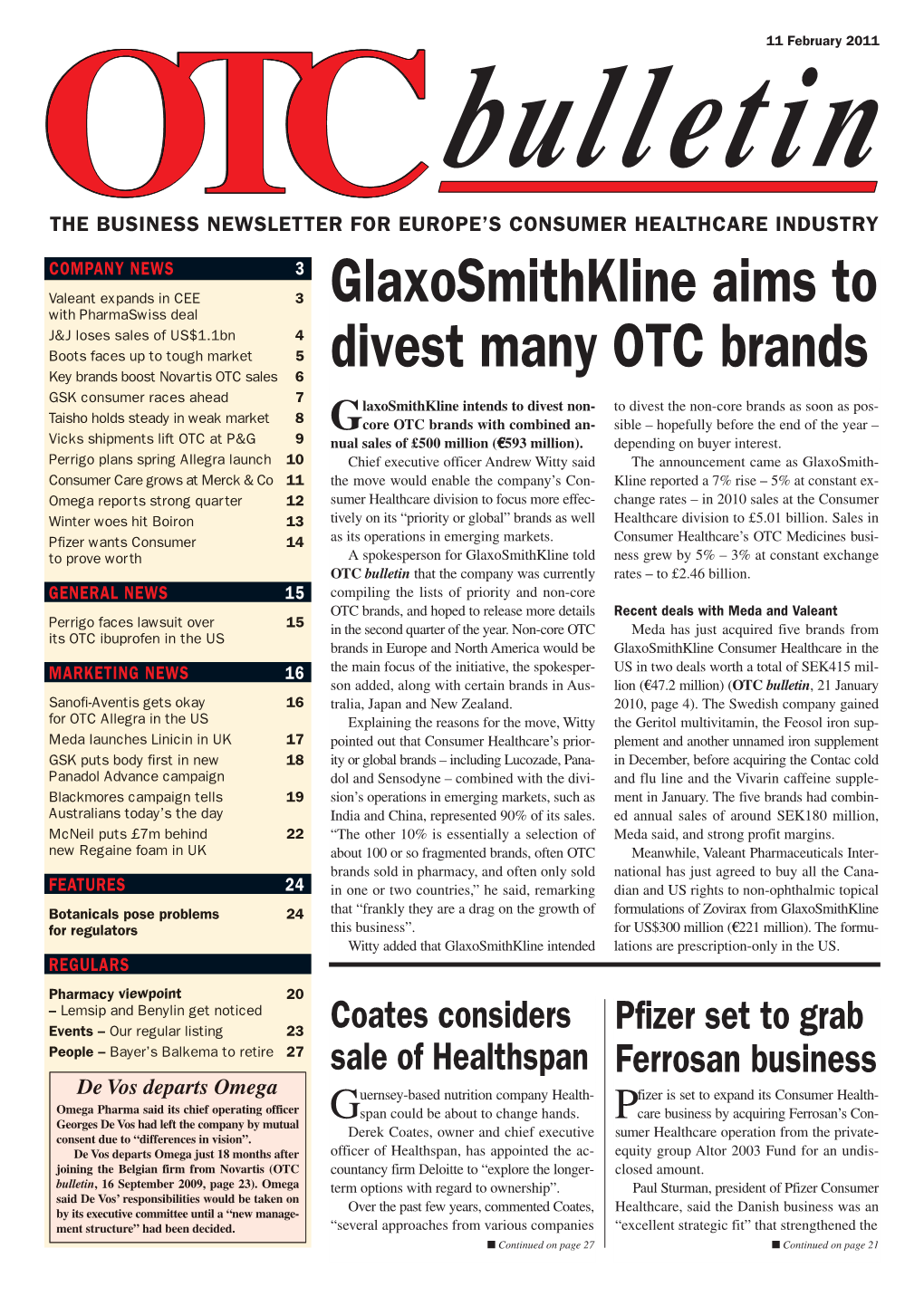 Glaxosmithkline Aims to Divest Many OTC Brands