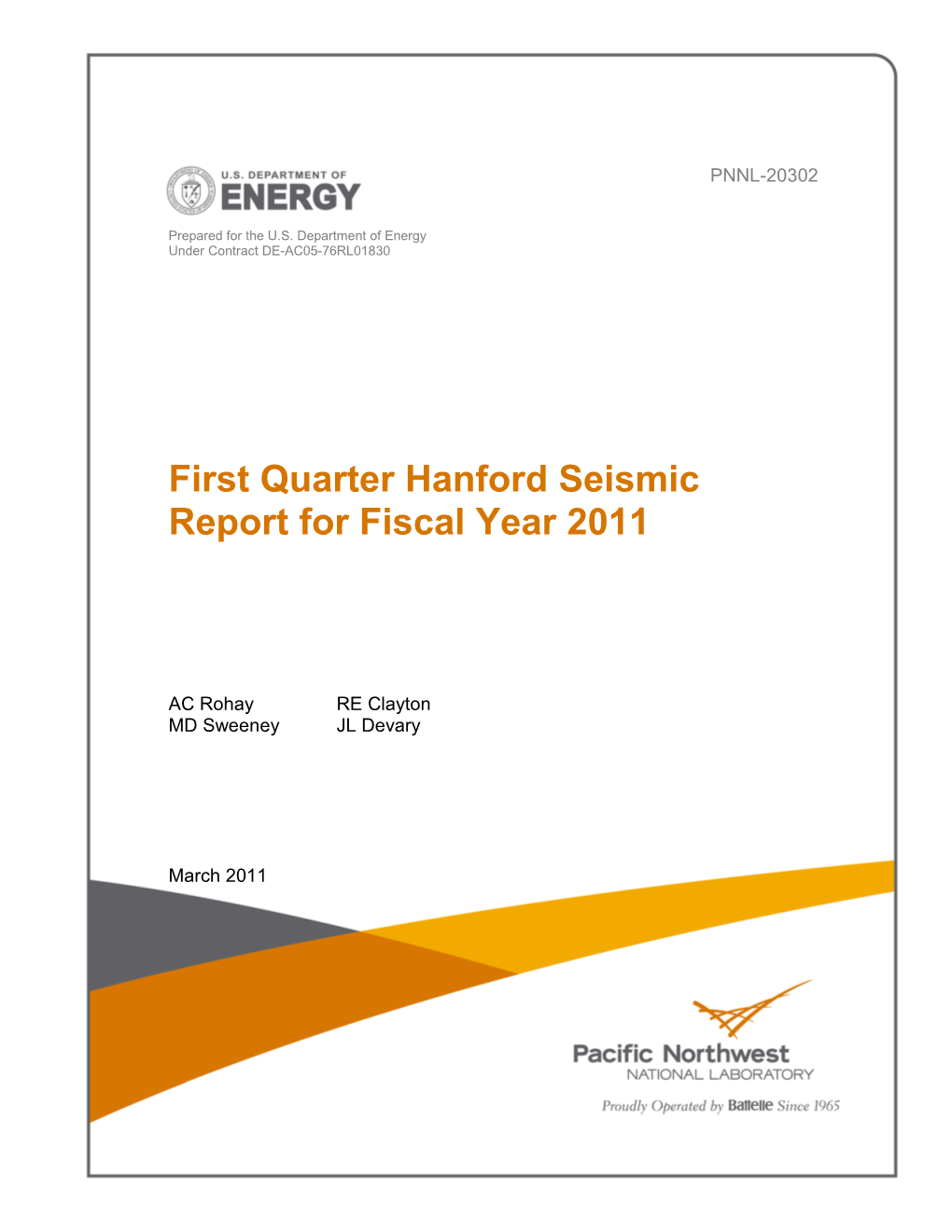 First Quarter Hanford Seismic Report for Fiscal Year 2011