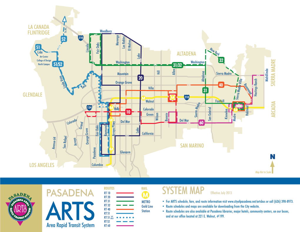 System Map Effective July 2013 • for Arts Schedule, Fare, and Route Information Visit Or Call (626) 398-8973
