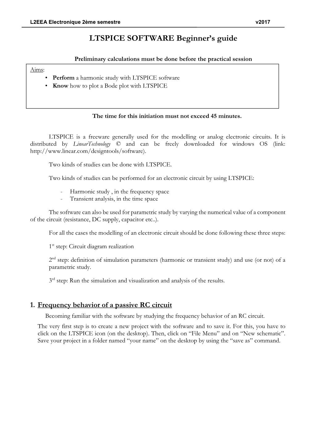 LTSPICE SOFTWARE Beginner's Guide