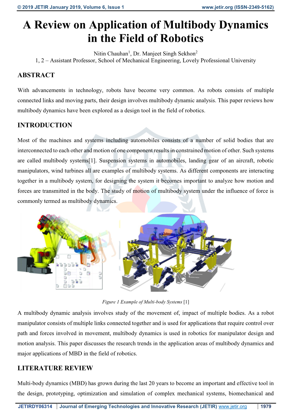 A Review on Application of Multibody Dynamics in the Field of Robotics