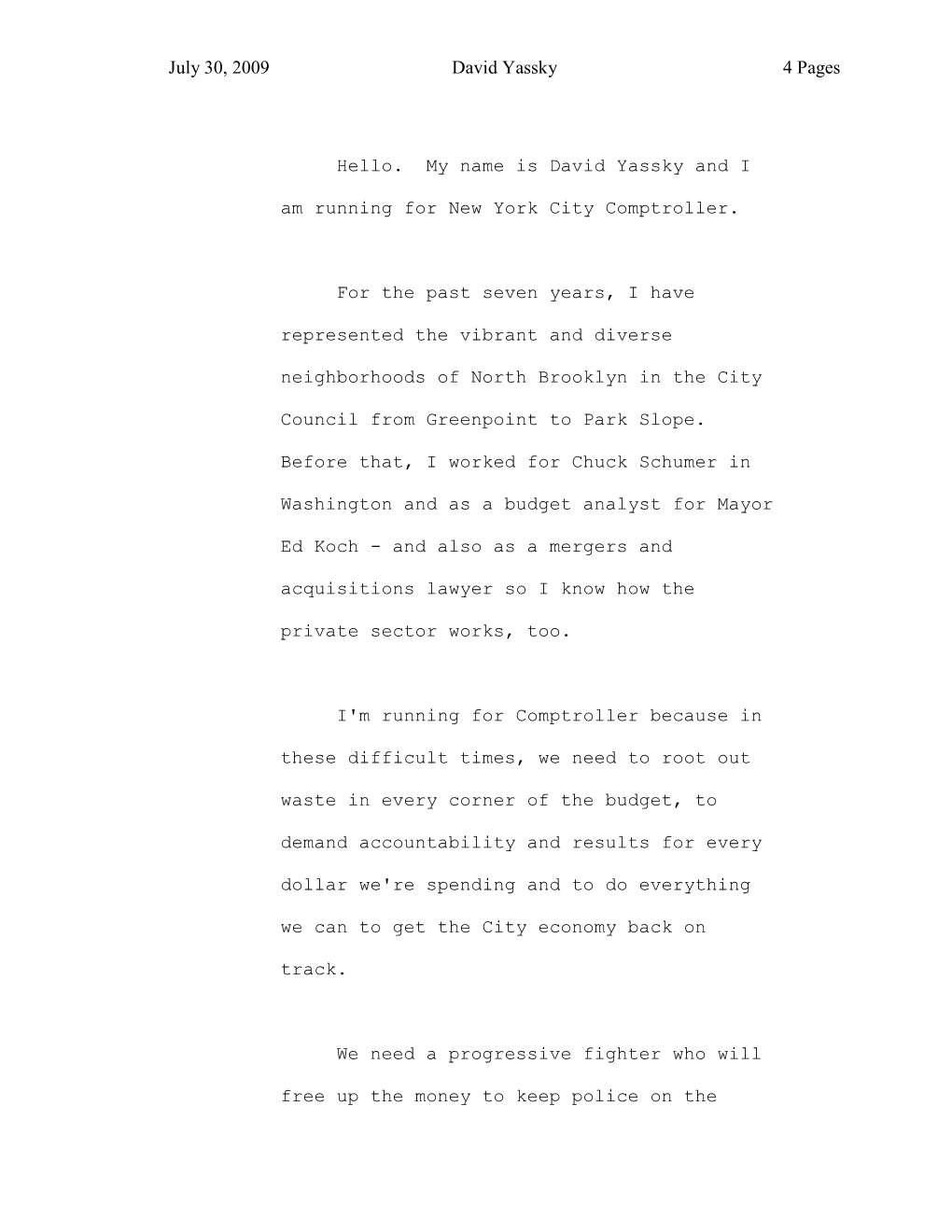 Greetings My Name Is Andy King and I Am Running for the New York City Council, District 12