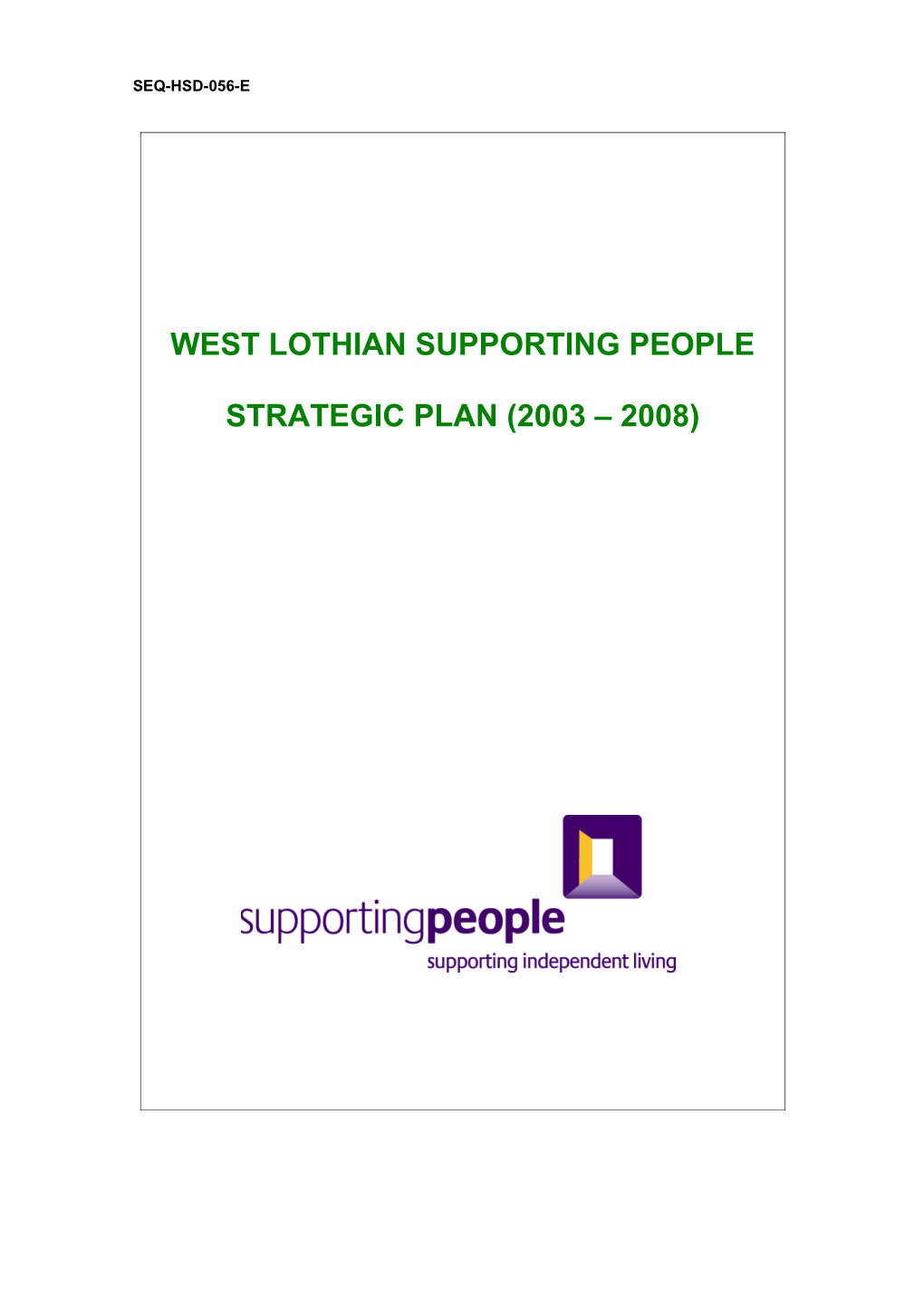 West Lothian Supporting People