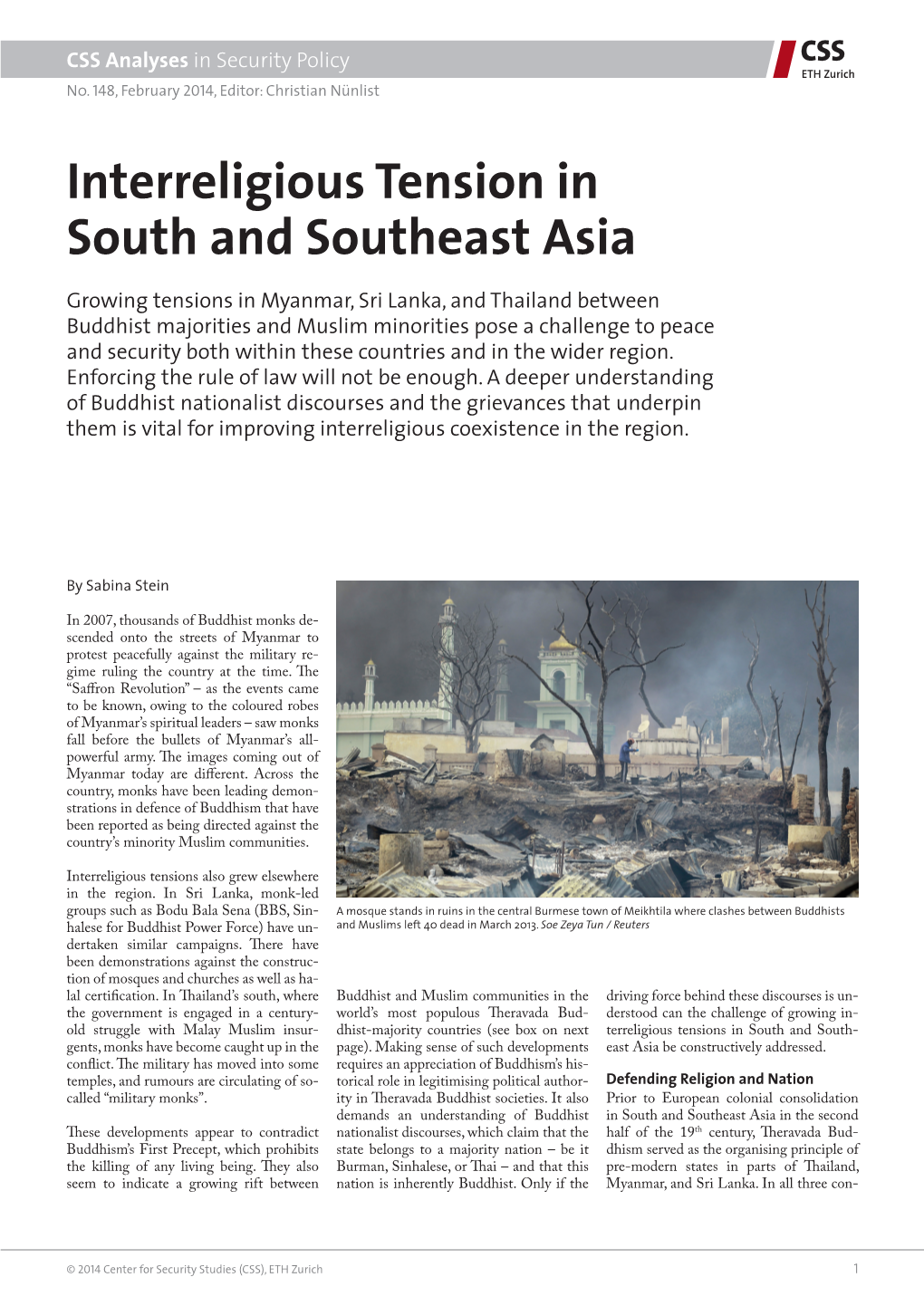 Interreligious Tension in South and Southeast Asia