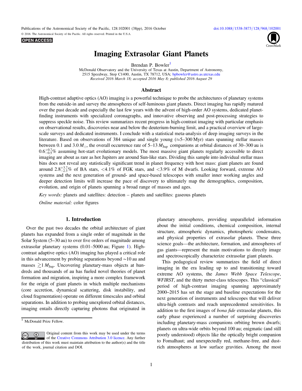 Imaging Extrasolar Giant Planets Brendan P