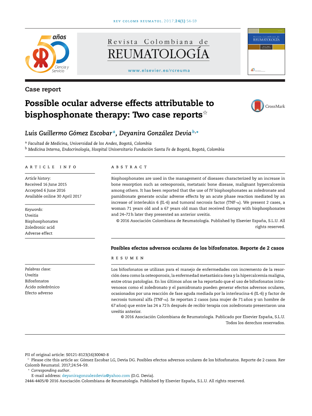 Possible Ocular Adverse Effects Attributable to Bisphosphonate