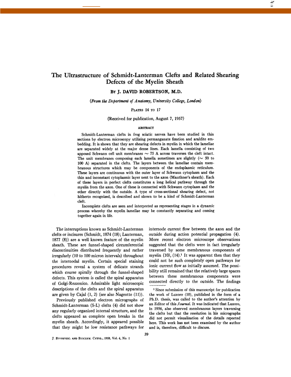 The Ultrastructure of Schmidt-Lanterman Clefts and Related Shearing Defects of the Myelin Sheath by J