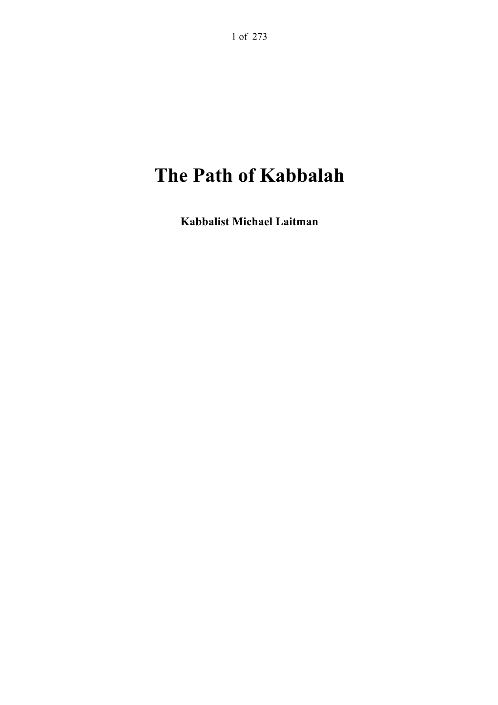 The Path of Kabbalah