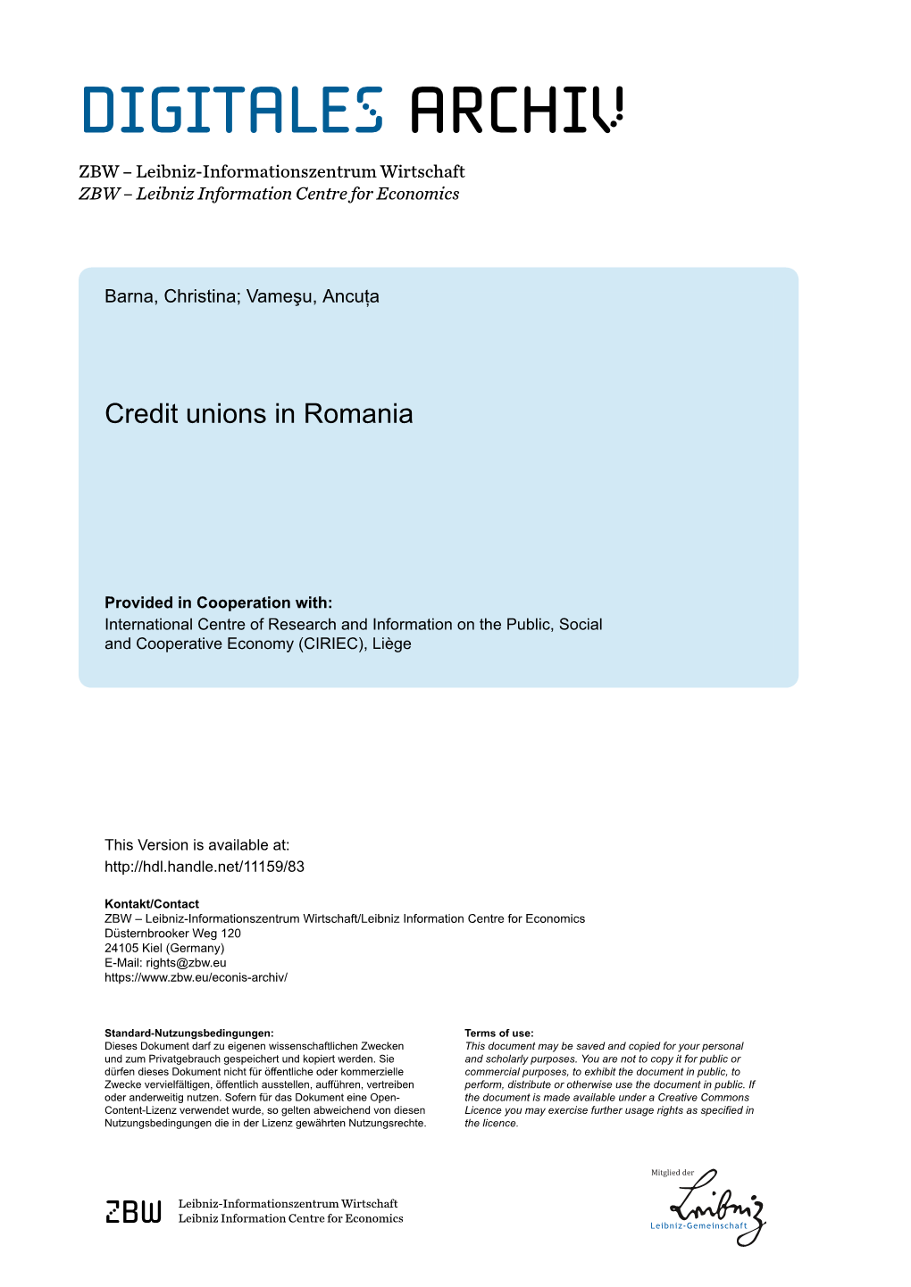 Credit Unions in Romania