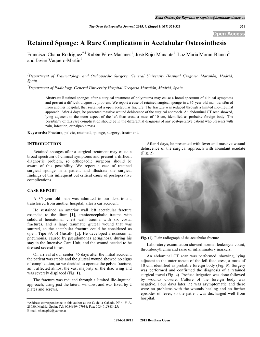 Retained Sponge: a Rare Complication in Acetabular Osteosinthesis