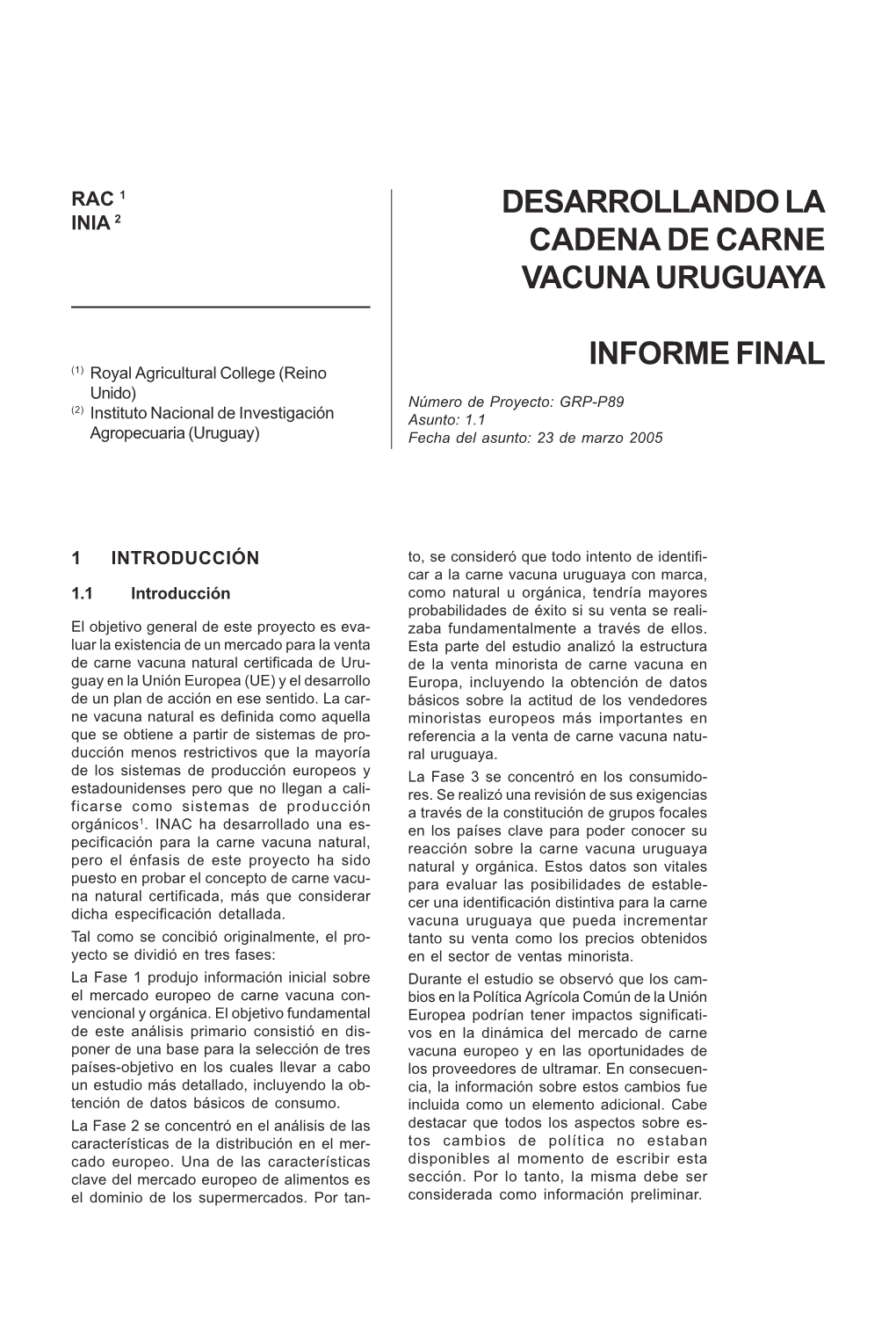 Desarrollando La Cadena De Carne Vacuna Uruguaya