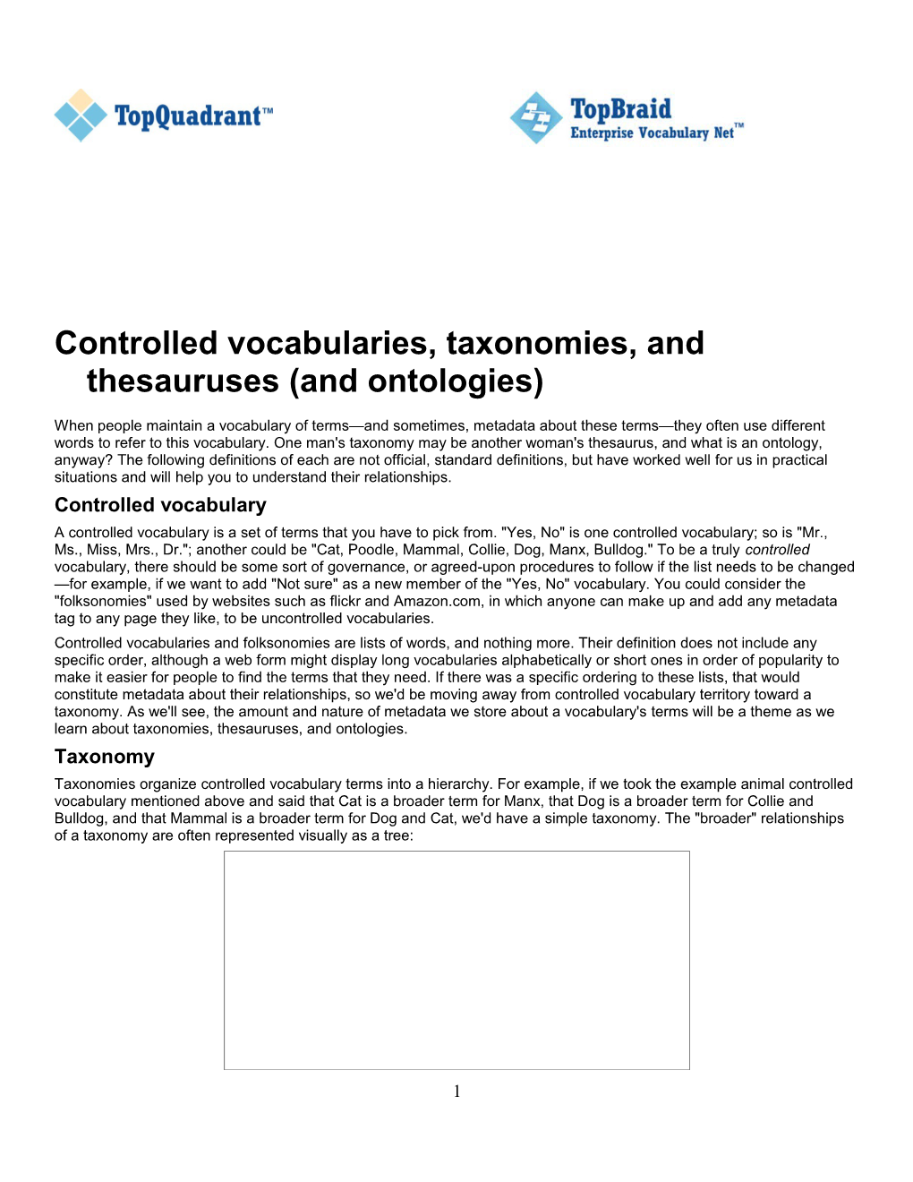 Controlled Vocabularies, Taxonomies, and Thesauruses (And Ontologies)