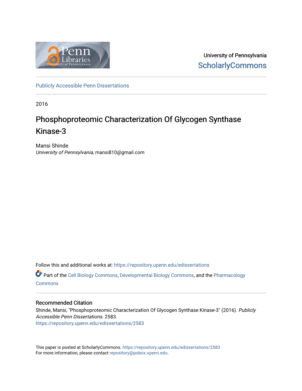 Phosphoproteomic Characterization of Glycogen Synthase Kinase-3