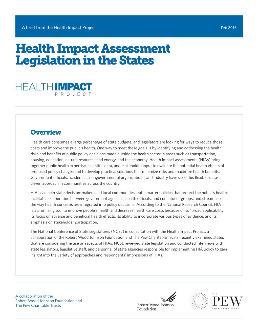 Health Impact Assessment Legislation in the States